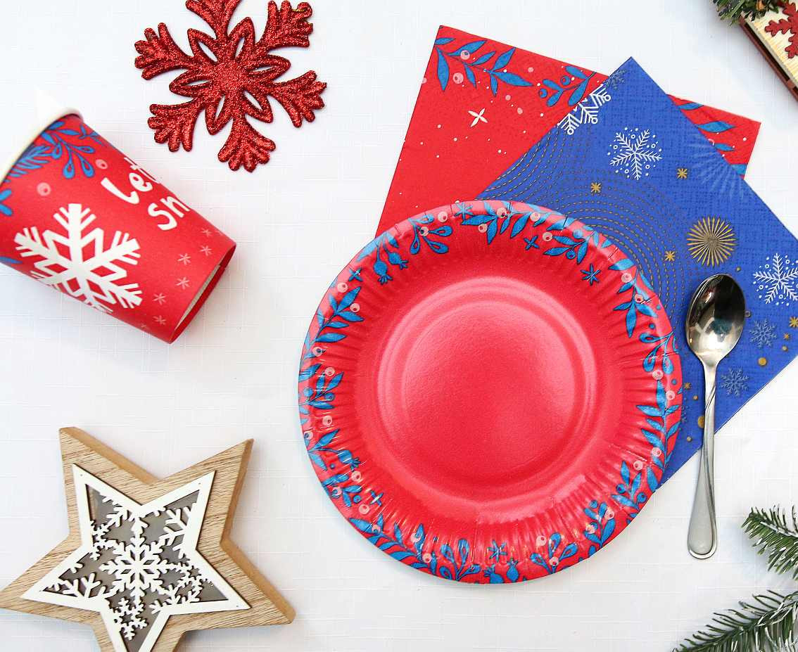 Paper cups Let It Snow, red, 250 ml/ 6 pcs.